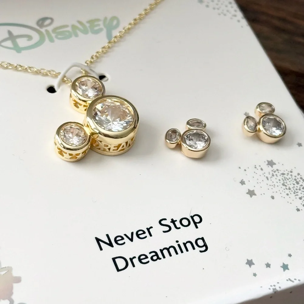 Disney Mickey Mouse Gold-Tone Necklace Pendant and Earrings Set - Picture 4 of 4